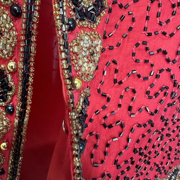 Lawrence Kazar New York Vintage Heavy Beaded Blazer Jacket 100% Silk XL Formal - Picture 16 of 16